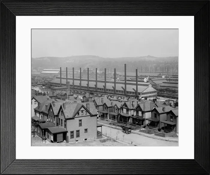 Framed Print : Rows of neat family houses near the Homestead Steel Works, Pennsylvania, ca. 1905 Framed Print : Rows of neat family houses near the Homestead Steel Works, Pennsylvania, ca. 1905