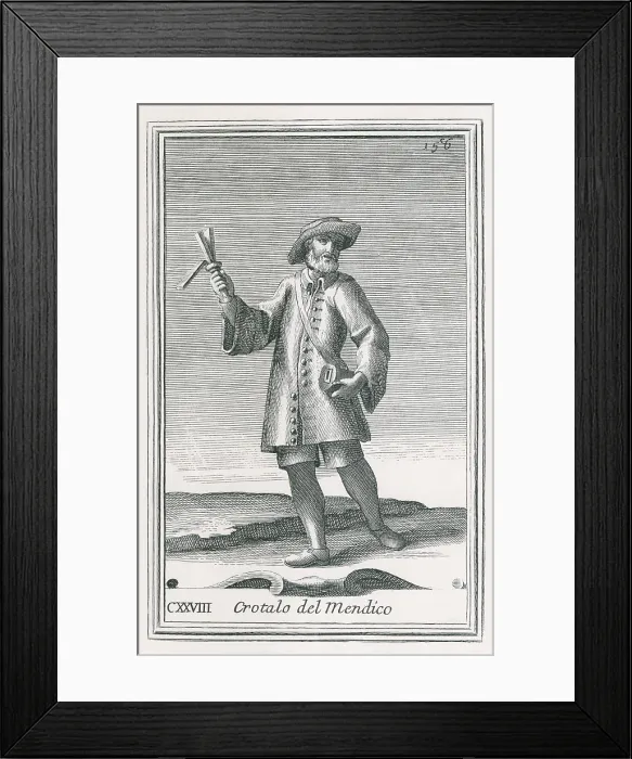 Framed Print : Man walking with a noise maker called a leper's clapper or beggar's clapper Framed Print : Man walking with a noise maker called a leper's clapper or beggar's clapper