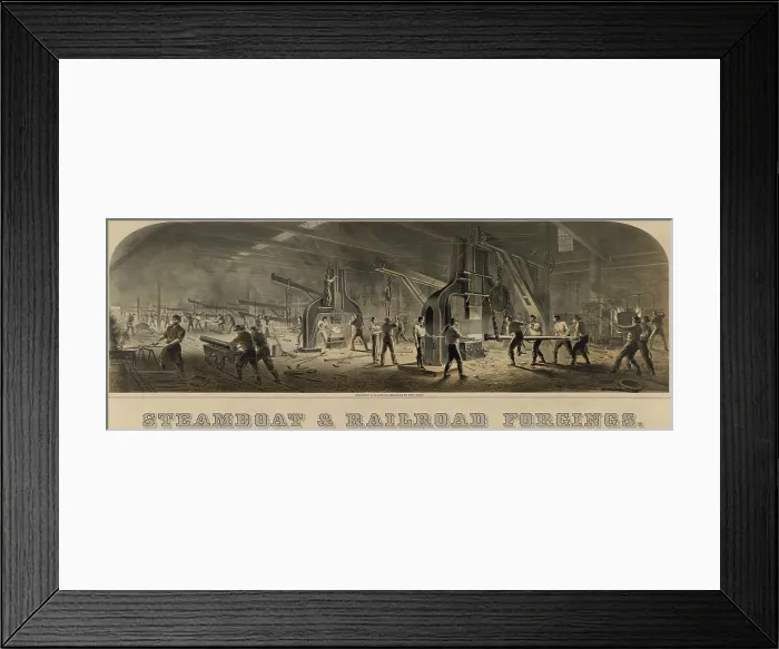 Framed Print : Paterson Iron Company were manufacturers of forgings for steamboats and railroads. Ca. 1865