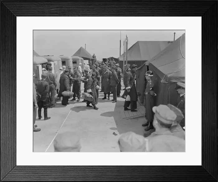 Framed Print : Sick and wounded Korean War POWs are exchanged during Operation Little Switch. UN POW's are off-loaded from ambulances while others in the foreground walk towards tents Framed Print : Sick and wounded Korean War POWs are exchanged during Operation Little Switch. UN POW's are off-loaded from ambulances while others in the foreground walk towards tents