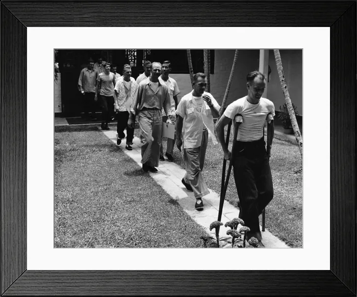 Framed Print : The 11-man B-29 crew commanded by Col. John Arnold released by Chinese on Aug. 4, 1955. They were shot down on Jan Framed Print : The 11-man B-29 crew commanded by Col. John Arnold released by Chinese on Aug. 4, 1955. They were shot down on Jan
