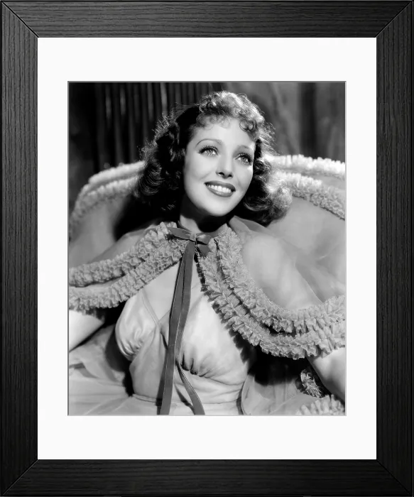 Framed Print : PRIVATE NUMBER, Loretta Young, in a blue starched highly ruched dress by Gwen Wakeling, 1936. TM & Copyright 20th Century Fox Film Corp. / courtesy Everett Collection
