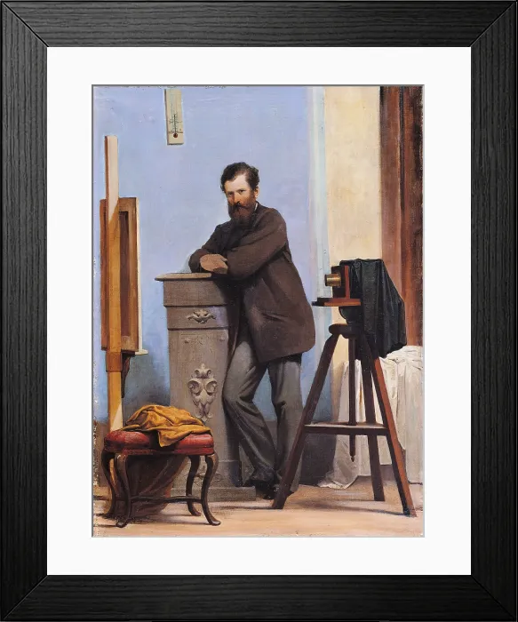 Framed Print : Self portrait with Camera, by Alessandro Guardassoni, 1860, 19th Century, oil on canvas, - Italy, Emilia Romagna, Bologna, Gualandi Institute. All Framed Print : Self portrait with Camera, by Alessandro Guardassoni, 1860, 19th Century, oil on canvas, - Italy, Emilia Romagna, Bologna, Gualandi Institute. All