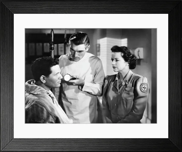 Framed Print : PRIDE OF THE MARINES, from left: John Garfield, Rory Mallinson, Rosemary DeCamp, 1945