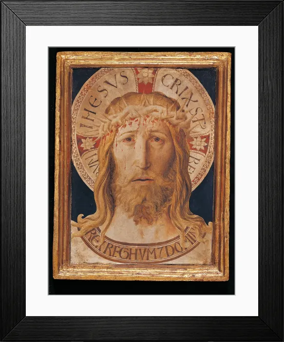 Framed Print : The Volto Santo (Holy Face), by Benozzo di Lese di Sandro known as Benozzo Gozzoli, 1420 - 1497, 15th Century, ink and tempera on parchment mounted on panel Framed Print : The Volto Santo (Holy Face), by Benozzo di Lese di Sandro known as Benozzo Gozzoli, 1420 - 1497, 15th Century, ink and tempera on parchment mounted on panel