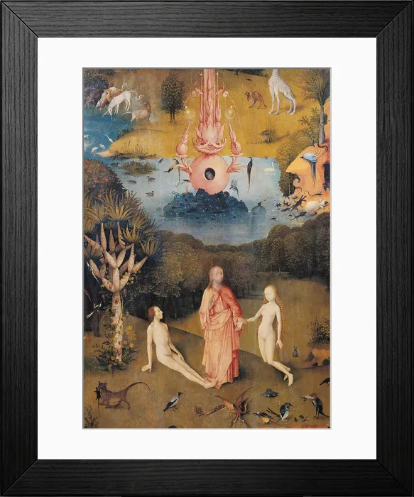 Framed Print : Garden of Earthly Delights - The Earthly Paradise, by Van Aeken Joren Anthoniszoon known as Bosch Hieronymus, 16th Century, 1503 -1504, oil on panel, cm 220 x 97