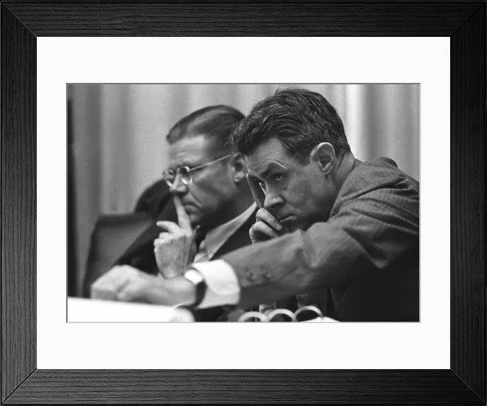 Framed Print : Defense secretary Robert McNamara and his deputy, Cyrus Vance, in a National Security Council meeting on Vietnam. July 21, 1965