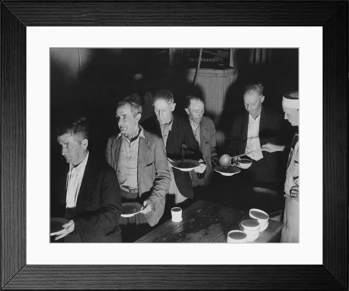 Framed Print : Unemployed men at Volunteers of America Soup Kitchen in Washington D.C. Ca. 1934-39 Framed Print : Unemployed men at Volunteers of America Soup Kitchen in Washington D.C. Ca. 1934-39