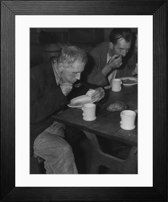Framed Print : Unemployed men at Volunteers of America Soup Kitchen in Washington D.C. Ca. 1934-39