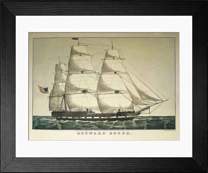 Framed Print : United States, 19th c. 'Outward Bound', clipper Ship. Printed by Courier & Ives. Litography. - BeBa / Iberfoto / Everett Collection (305586)**US SALES ONLY**