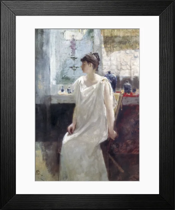 Framed Print : BIANCHI, Mose (1840-1904). Privacy (Intimita). Artistic avant-gardes. Oil on canvas. ITALY. Milan. Galleria d'Arte Moderna (Gallery of Modern Art)