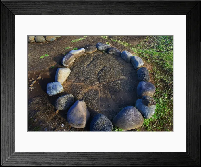 Framed Print : CHILE. VALPARAISO. Ahu Tongariki. Easter Island. Rapa Nui National Park. Rapa Nui National Park. Northeast coast. Sea turtle petroglyph in Tongariki
