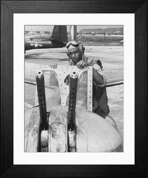 Framed Print : African American engineer-gunner in Fifth Air Force B-26 light bombers. He flew 25 night missions during the Korean War, 1950-53. (BSLOC_2014_11_211)