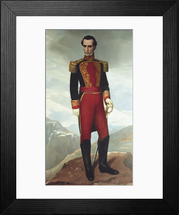 Framed Print : BOLIVAR, Simon (1783-1830). Venezuelan military man and politician hero of the Spanish-American independence. Portrait by Antonio Salguero. Portrait of Simon Bolivar. 19th-20th c Framed Print : BOLIVAR, Simon (1783-1830). Venezuelan military man and politician hero of the Spanish-American independence. Portrait by Antonio Salguero. Portrait of Simon Bolivar. 19th-20th c