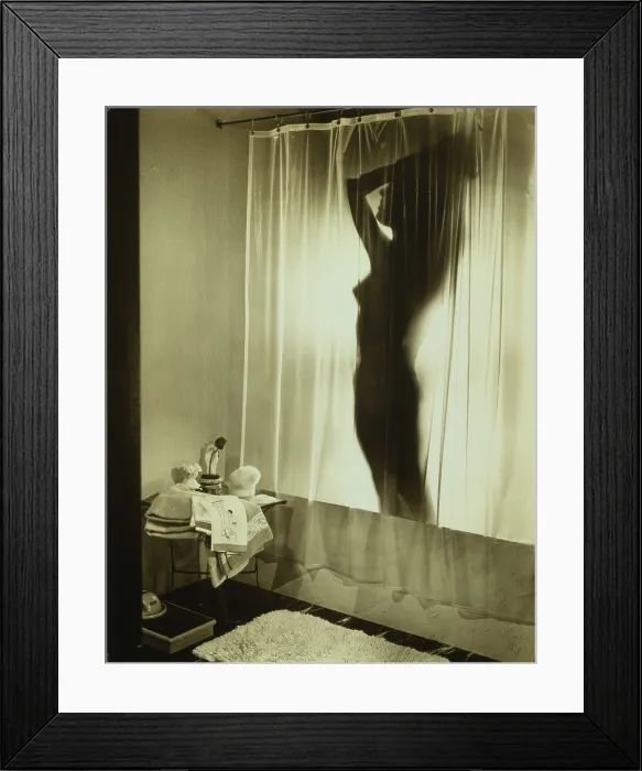 Framed Print : Back-lit silhouette of nude woman behind shower curtain by Wynn Richards (1888-1960). Richards was affiliated with the Clarence H. White School of Photography.1932 Framed Print : Back-lit silhouette of nude woman behind shower curtain by Wynn Richards (1888-1960). Richards was affiliated with the Clarence H. White School of Photography.1932