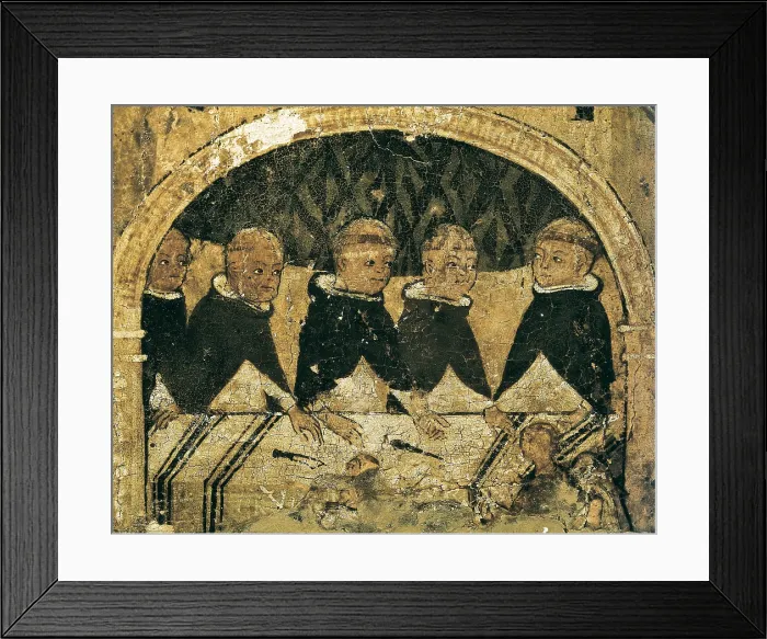 Framed Print : Altarpiece of the life of St. Dominic. Dominican friars. 13th c. Gothic art. Painting. ITALY. Naples. National Museum of Capodimonte. Proc: ITALY. CAMPANIA