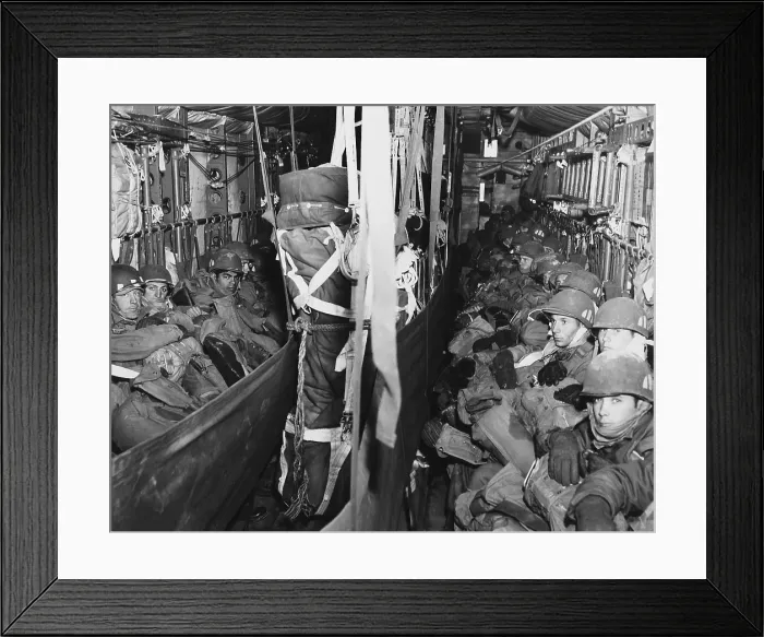 Framed Print : U.S. Airborne combat team en route to a drop zone at Munsan-ni, Korea, on March, 22, 1951 Framed Print : U.S. Airborne combat team en route to a drop zone at Munsan-ni, Korea, on March, 22, 1951