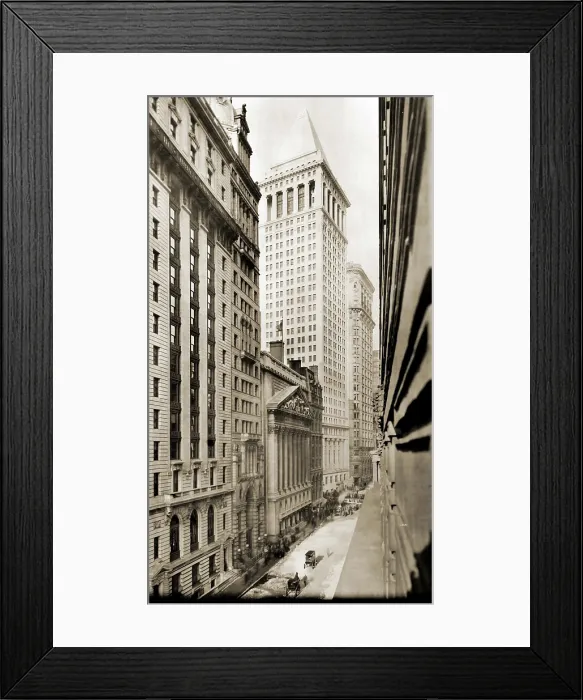 Framed Print : Broad Street looking north to the intersection with Wall Street, New York City