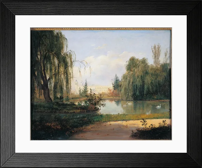Framed Print : The Ducal Park of Colorno with a View of the Pond, by Giuseppe Drugman, 1830, 19th Century, canvas, - Italy, Emilia Romagna, Parma, Glauco Lombardi Museum