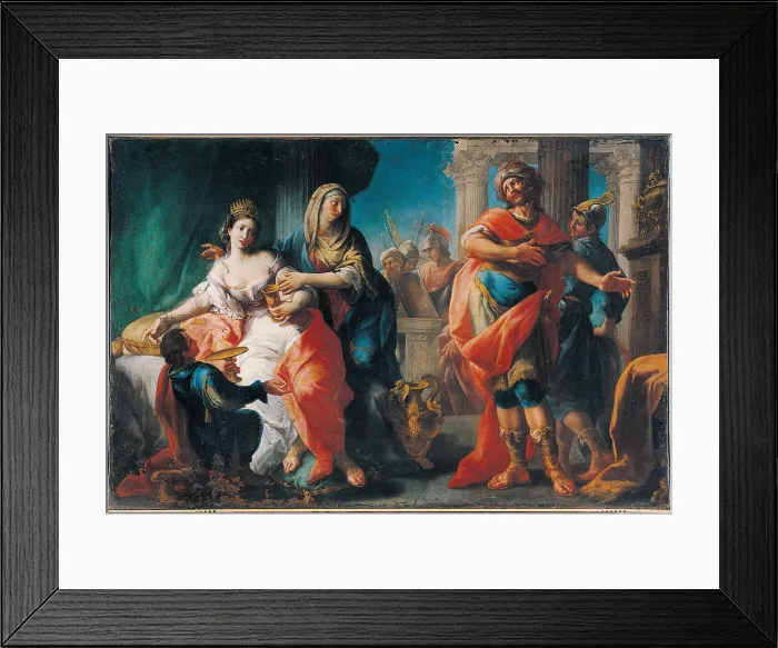 Framed Print : Massinissa Sending the Poison to Sophonisba, by Vincenzo Guarana, 1777, 18th Century, canvas, - Italy, Emilia Romagna, Parma, National Gallery. All Framed Print : Massinissa Sending the Poison to Sophonisba, by Vincenzo Guarana, 1777, 18th Century, canvas, - Italy, Emilia Romagna, Parma, National Gallery. All