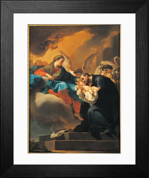 Framed Print : Madonna with Child and St Cajetan, by Gaetano Gandolfi, 1750 - 1799 about, 18th Century, oil on canvas, - Italy, Emilia Romagna, Bologna, Dagnini Collection. All Framed Print : Madonna with Child and St Cajetan, by Gaetano Gandolfi, 1750 - 1799 about, 18th Century, oil on canvas, - Italy, Emilia Romagna, Bologna, Dagnini Collection. All