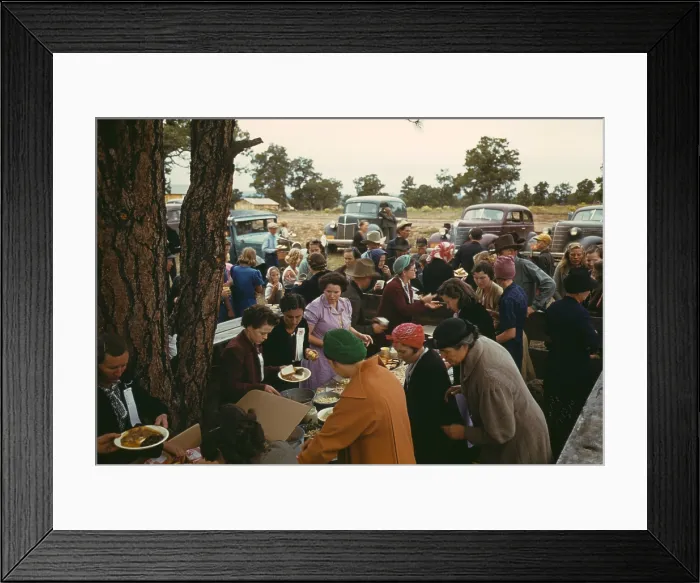Framed Print : Barbeque at the Pie Town Fair. Most Pie Town families were Dust Bowl refugee homesteaders built a new community. Oct. 1940