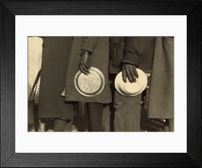 Framed Print : The Great Depression. African Americans in the lineup for food in the camp for flood refugees, Forrest City, Arkansas. Walker Evans photo, 1937