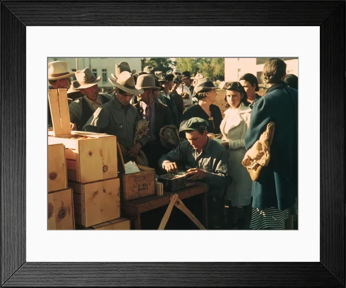 Framed Print : People line up to receive surplus foods in St. Johns Arizona. Oct. 1940