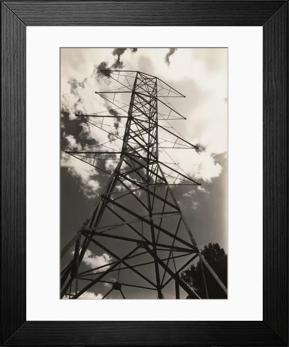 Framed Print : Electric power line tower transmitting electricity generated by Tennessee Valley Authority hydro-power dams. 1943