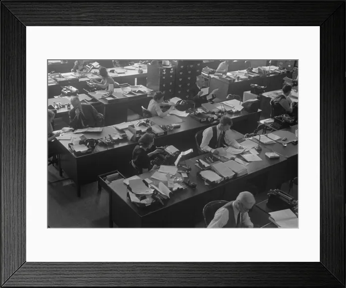 Framed Print : Federal Government office workers at the closely packed desks in Washington D.C. 1939 Framed Print : Federal Government office workers at the closely packed desks in Washington D.C. 1939