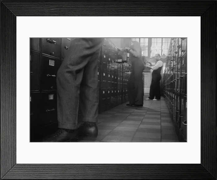 Framed Print : Federal Government office workers searching files in Washington D.C. 1939 Framed Print : Federal Government office workers searching files in Washington D.C. 1939