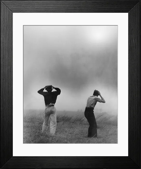 Framed Print : Two men hold on to their hats during dust storm, Topeka, Kansas. Ca 1950 Framed Print : Two men hold on to their hats during dust storm, Topeka, Kansas. Ca 1950