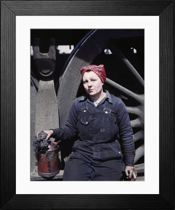 Framed Print : Marcella Hart mother of three children employed as a wiper at the railroad roundhouse
