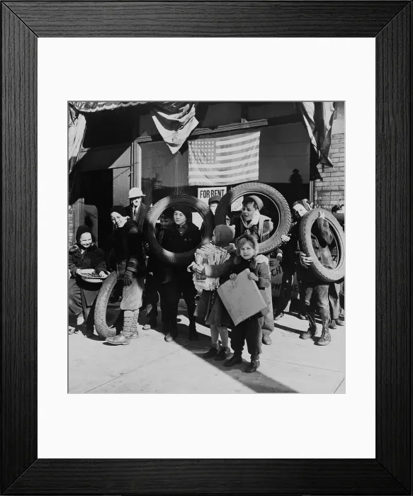 Framed Print : Children bringing scrap to the block Office of Civilian Defense headquarters. Chicago Nov. 1943 Framed Print : Children bringing scrap to the block Office of Civilian Defense headquarters. Chicago Nov. 1943