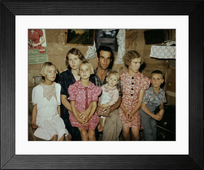 Framed Print : Jack Whinery with his wife and five children. They are homesteaders in Pie Town New Mexico. Oct. 1940