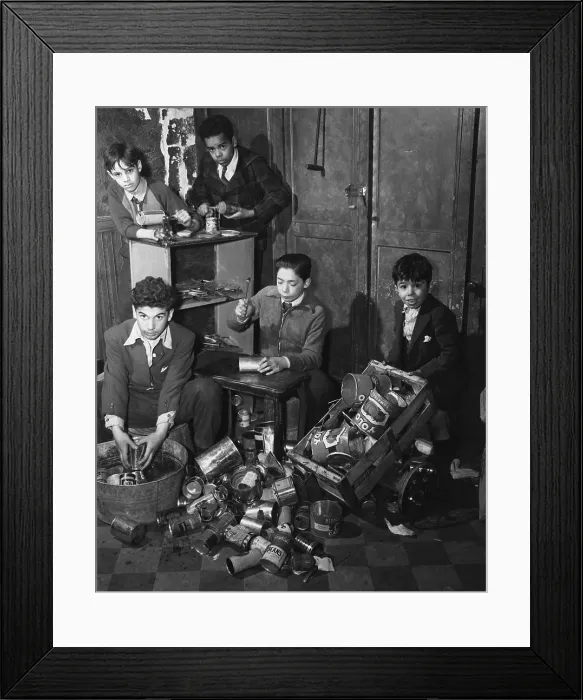 Framed Print : New York City boys tin club. The boys collected and processed more than half the amount of tin needed to build an Army plane in one day. Ca. 1942-44 Framed Print : New York City boys tin club. The boys collected and processed more than half the amount of tin needed to build an Army plane in one day. Ca. 1942-44
