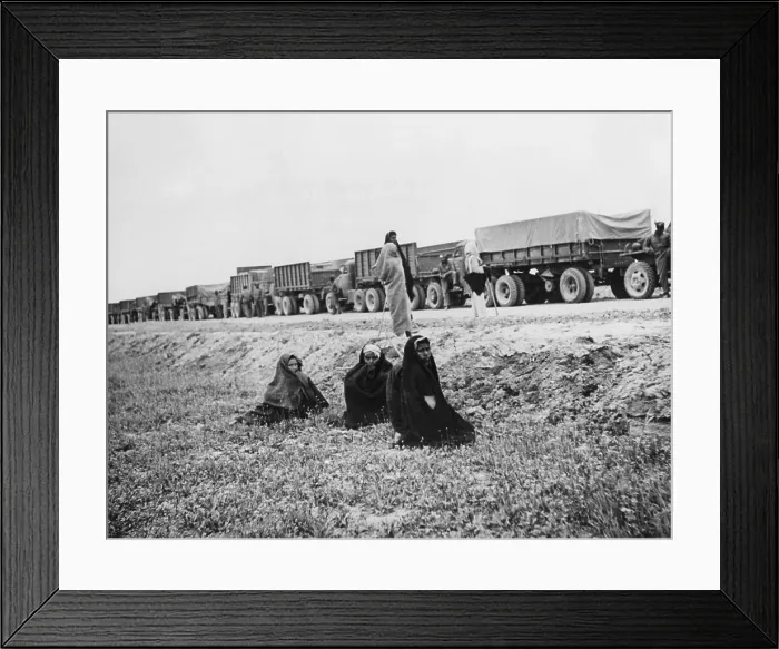 Framed Print : Lend Lease war materials for the Soviet Union. Truck convoy of US supplies in East Iran destined for the USSR Framed Print : Lend Lease war materials for the Soviet Union. Truck convoy of US supplies in East Iran destined for the USSR
