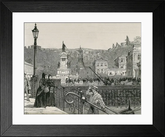 Framed Print : Chile. Valparaiso. Square in 1891. Engraving. - J. Bedmar / Iberfoto / Everett Collection (306588)**US SALES ONLY**