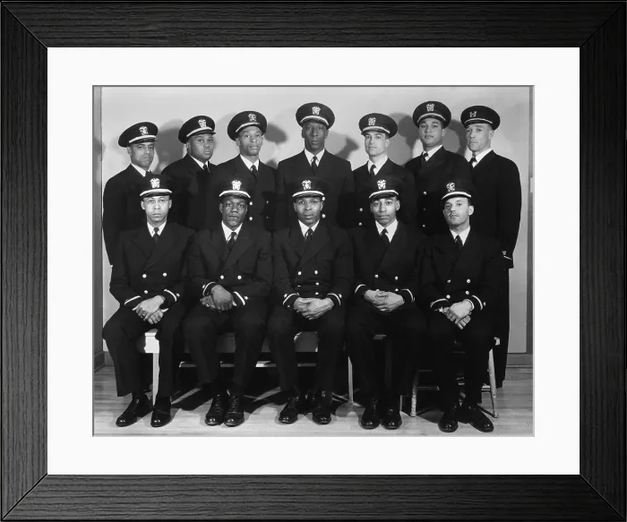 Framed Print : African Americans appointed to the rank of Ensign and one to Warrant Officer in the US Navy. World War 2, Feb. 1944. (BSLOC_2013_11_185)