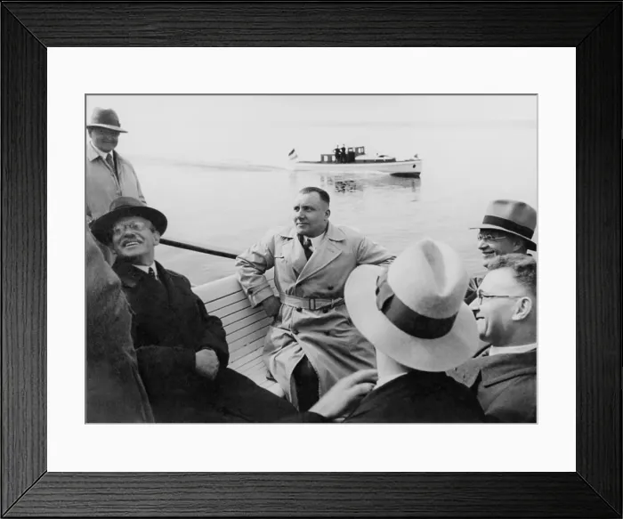 Framed Print : Martin Bormann (center) on a sightseeing boat, Lake Constance, Germany, May 1935. Bormann, as Hitler's private secretary, controlled access to Hitler during World War 2