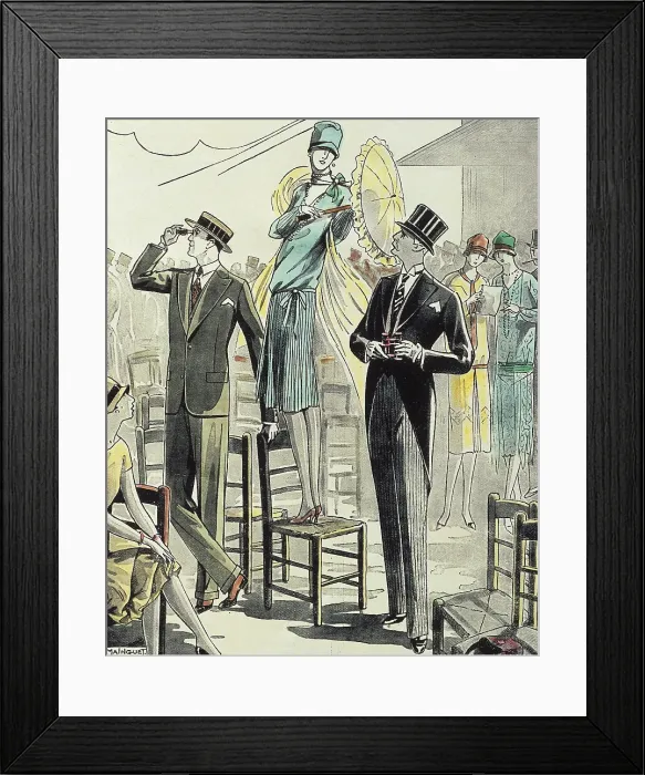 Framed Print : In the racecourse. 1927. Illustration from Mainguet. Drawing. - J. Bedmar / Iberfoto / Everett Collection (307476)**US SALES ONLY**