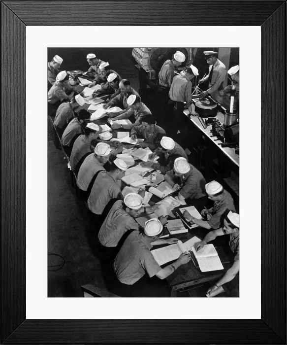 Framed Print : Seamen in the diesel lab at submarine training school, New London, Conn. August 1943 during World War 2. (BSLOC_2013_11_194)