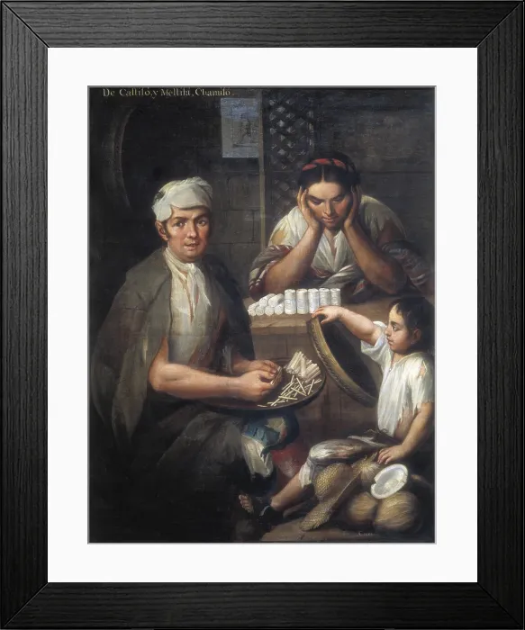 Framed Print : CABRERA, Miguel (1695-1768). De Castizo y Mestiza: Chamizo. Casta paintings. Mexican school. Colonial baroque. Oil on canvas. SPAIN. Madrid. America's Museum