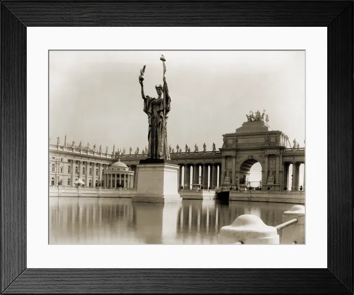 Framed Print : Daniel Chester French's Statue of the Republic in basin at the World's Columbian Exposition, Chicago, 1893