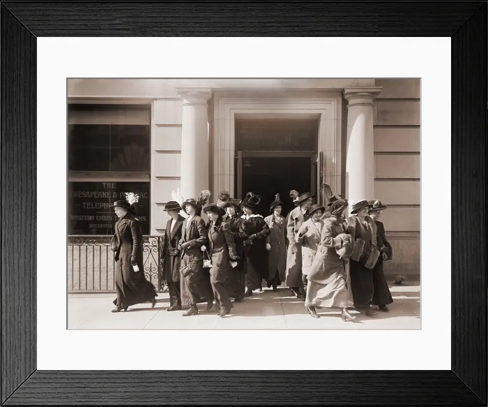 Framed Print : Women workers leave the offices of the Chesapeake and Potomac Telephone Company. 1914
