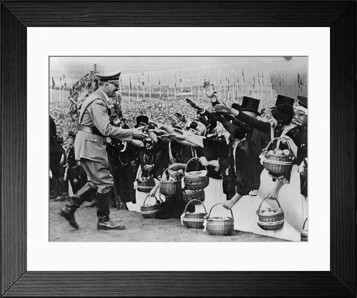 Framed Print : Adolf Hitler greeting farmers during the German harvest thanksgiving festival