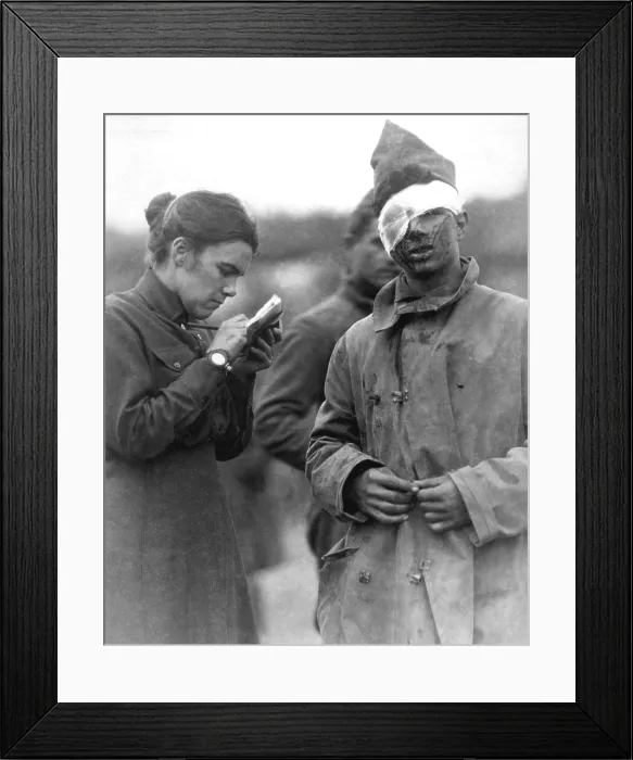 Framed Print : Female Salvation Army worker writing a letter to the home folks for the wounded World War I soldier. Ca. 1917-18 Framed Print : Female Salvation Army worker writing a letter to the home folks for the wounded World War I soldier. Ca. 1917-18