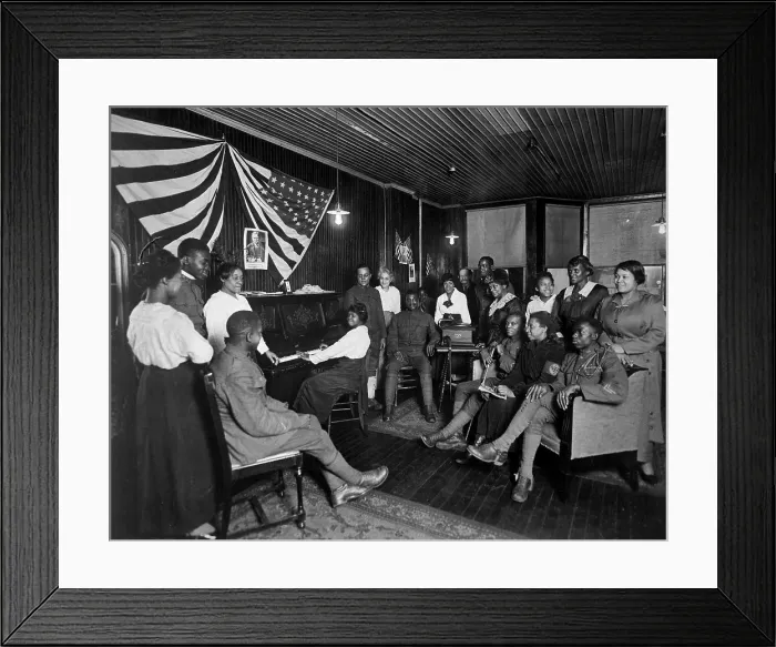 Framed Print : Women honoring African American men about to leave for basic training camp. Newark, New Jersey. World War I. Ca. 1918