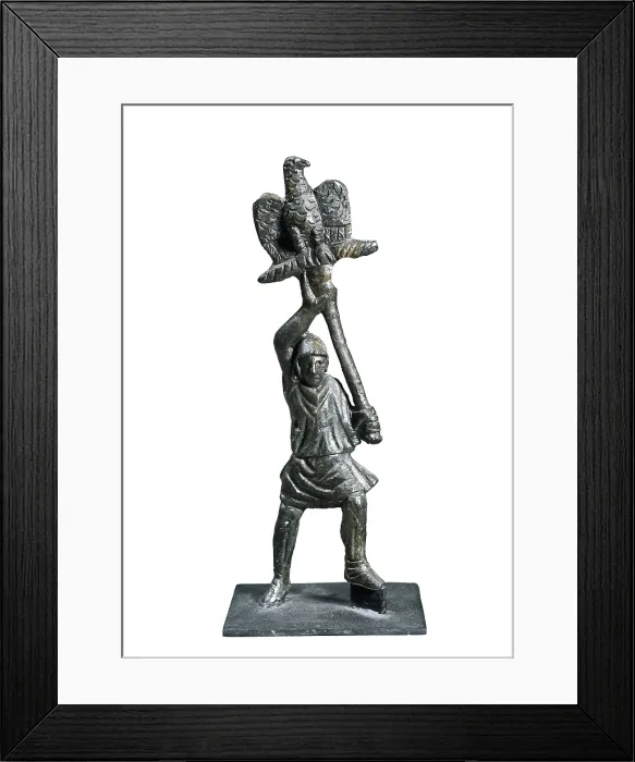 Framed Print : Standard bearer (aquilifer) of the Roman legions (1st c. AD). Roman art. Early Empire. Sculpture on bronze. ITALY. Chieti. National Museum of Archaeology. Proc: ITALY