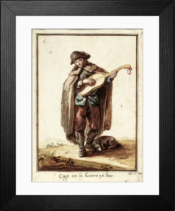 Framed Print : CRUZ VAZQUEZ, Manuel de la (1750-1792). 'Ciego con la guitarra y el perro' (Blindman with guitar and dog) Framed Print : CRUZ VAZQUEZ, Manuel de la (1750-1792). 'Ciego con la guitarra y el perro' (Blindman with guitar and dog)